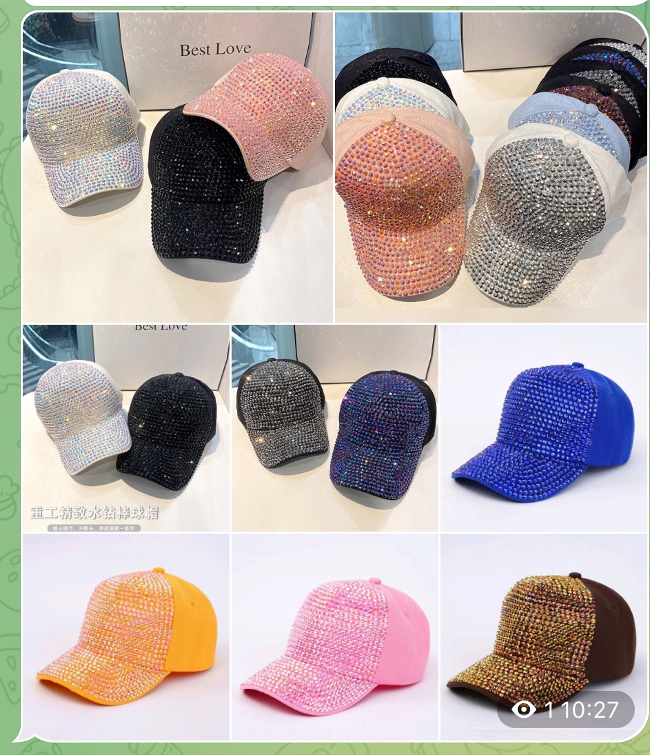 Stoned cap 3pcs set