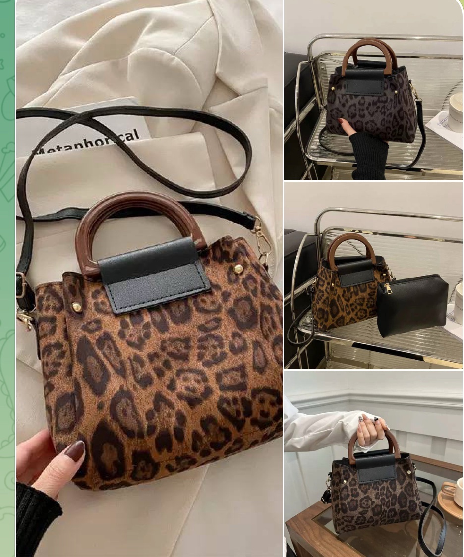Cheetah bag with purse 3pcs set