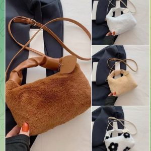 Fur purse bag 3pcs set