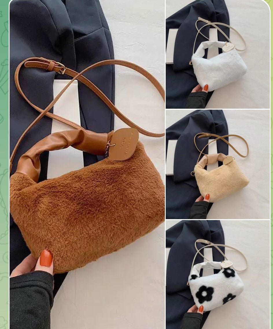 Fur purse bag 3pcs set