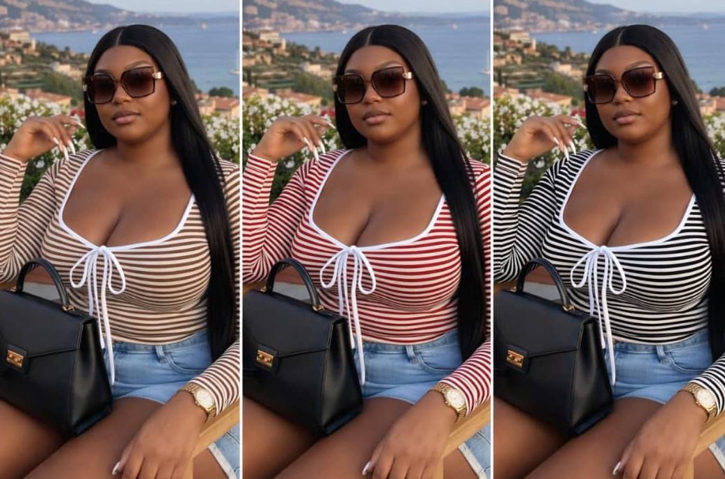 Stripe tie top 3pcs set