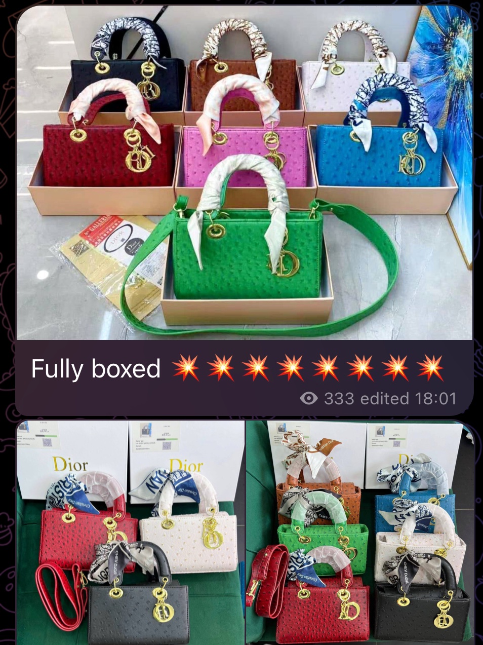 Dot Dior bag with box 3pcs set