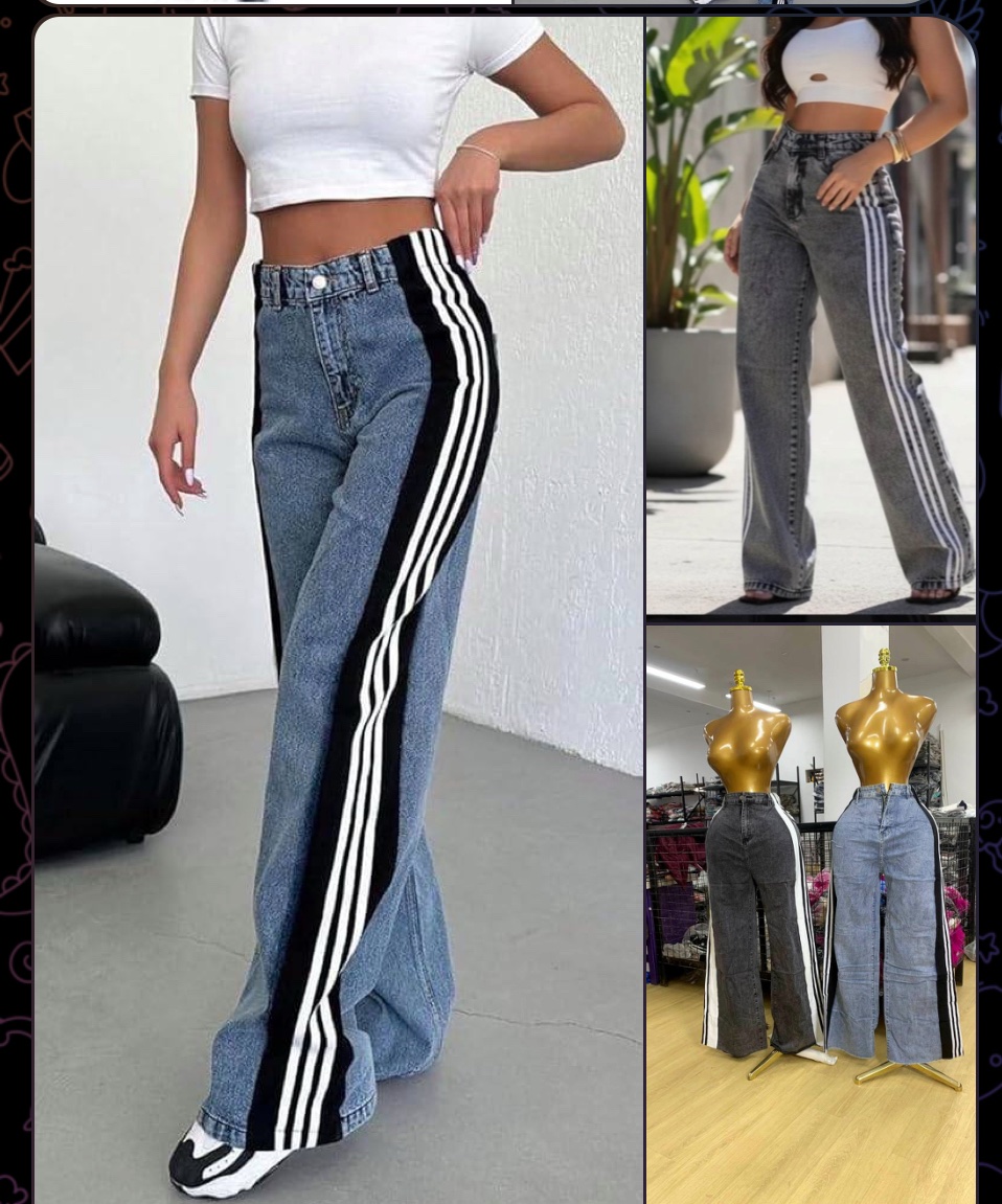Stripe jean 3pcs set
